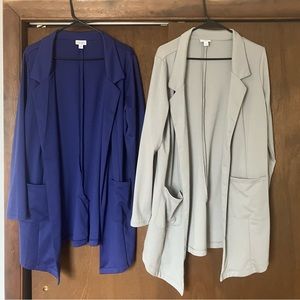 LuLaRoe 2 Gwen Blazers - Large Blue & Gray